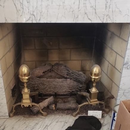 Smoke-stained firebox from a chronically smoking fireplace