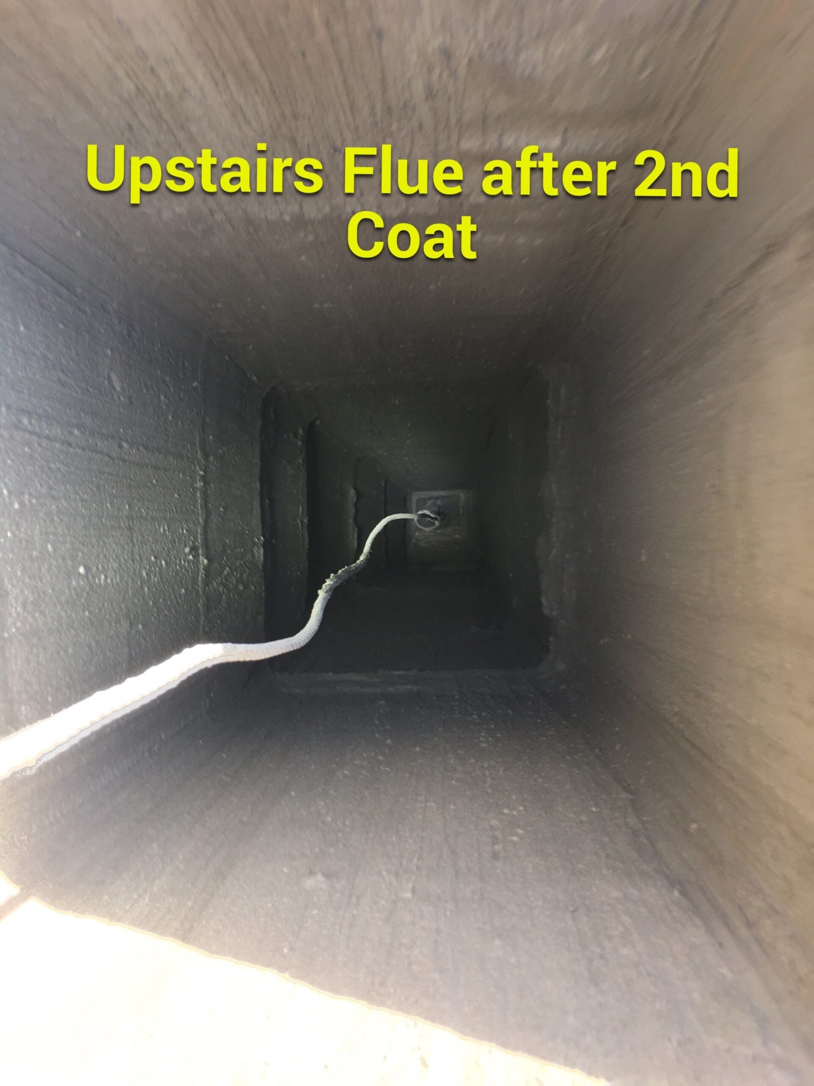 Chimney flue after second FireGuard ceramic coat, sealed and smooth