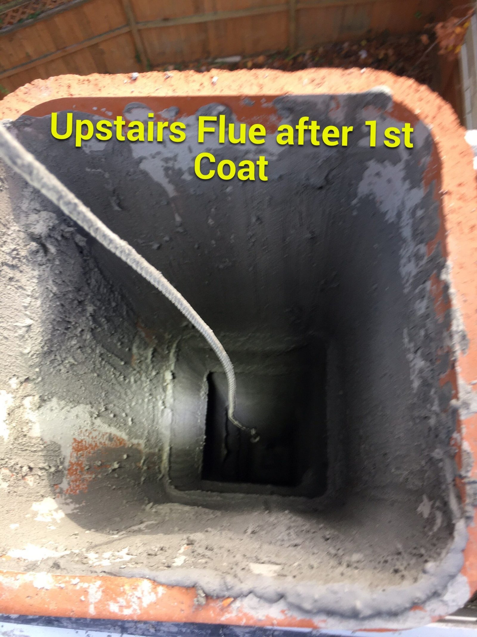 Chimney flue after first FireGuard ceramic coat